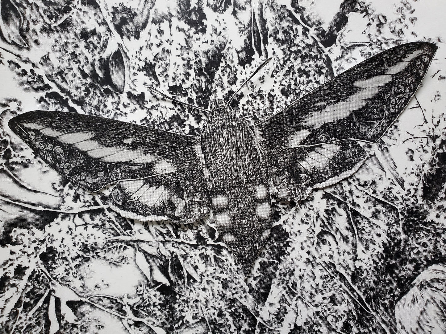 Print 'Visitation', black and white figurative small art print, unframed
