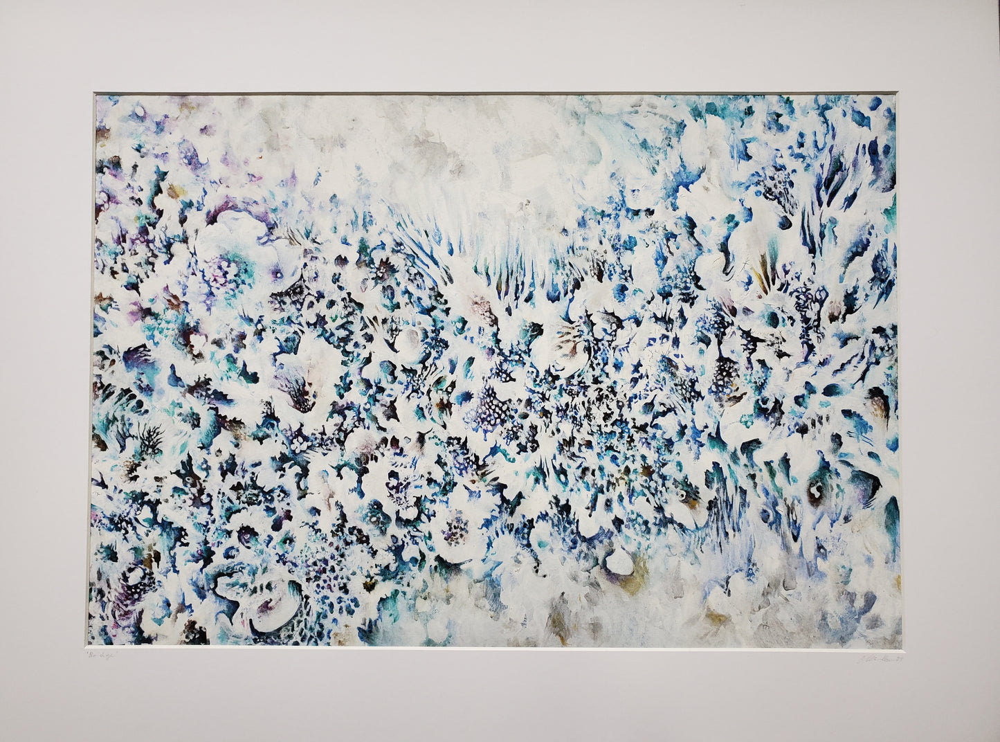 Matted Giclee print 'Bridge', blue and white abstract art