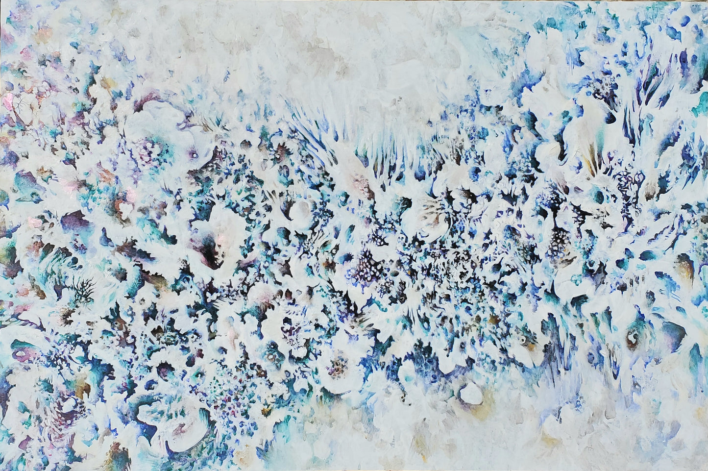 Matted Giclee print 'Bridge', blue and white abstract art